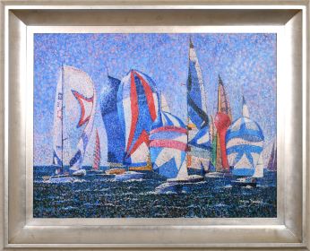 Pointelistic Regata BOAT 13 Framed