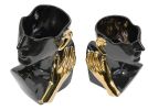 Abstract Torso Vases Black with Gold Accents Set of 2