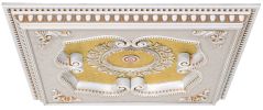 French White and Gold Square Chandelier Fan Ceiling Medallion