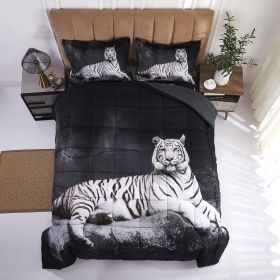 3D Reactive Print White Tiger All Season Comforter Set Twin - S14