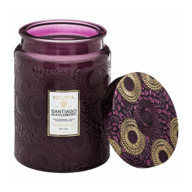 Voluspa Santiago Huckleberry Large Embossed Glass Jar Candle (18 Ounces)