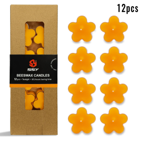 Natural Beeswax Tea Candles, FCMSHAMD 12 Pack Handmade Beeswax Candles