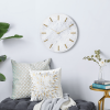 CosmoLiving by Cosmopolitan 20" White Marble Wall Clock with Gold Accents