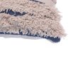 18 x 18 Handcrafted Shaggy Cotton Accent Throw Pillows, Woven Yarn, Set of 2, Beige, Blue