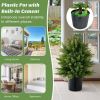 2-Pack Artificial Cedar Topiary Ball Tree with Cement Pot