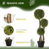 Artificial Plant for Home Decor Indoor & Outdoor Fake Plants Artificial Tree in Pot, 3 Ball Boxwood Topiary Tree for Home Office, Living Room Decor, L