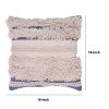 18 x 18 Handcrafted Shaggy Cotton Accent Throw Pillows, Woven Yarn, Set of 2, Beige, Blue