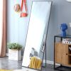 3rd generation Grey Solid Wood Frame Full-length Mirror, Dressing Mirror, Bedroom Home Porch, Decorative Mirror, Clothing Store, Floor Mounted Large M