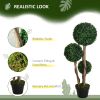 Artificial Plant for Home Decor Indoor & Outdoor Fake Plants Artificial Tree in Pot, 3 Ball Boxwood Topiary Tree for Home Office, Living Room Decor, D