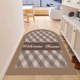 Simple Geometric Home Entrance Floor Mat Crystal Velvet Absorbent Non-slip Arched Rectangle Carpet Home Decoration Foot Mat Semi-circle Door Mat (Main Color: 02 Arched, size: 40*60cm)