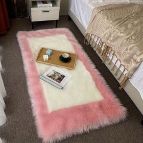 1pc, Soft and Durable Wool Carpet for Bedroom and Bedside - Perfect for Long Hair and Thickened Floor Mat (Color: Powder Edge White Core, size: 23.62*62.99inch)