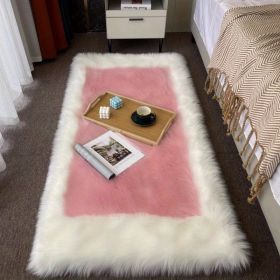 1pc, Soft and Durable Wool Carpet for Bedroom and Bedside - Perfect for Long Hair and Thickened Floor Mat (Color: Powder Core With White Edge, size: 23.62*62.99inch)