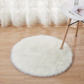 1pc Fluffy Imitation Wool Round Area Rug, Suede Fleece Bottom Long Imitation Wool Rug, Acrylic 80% Polyester 20%, 2.36inch Long Wool, Living Room Bedr (Color: White, size: Diameter 23.62inch)