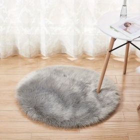 1pc Fluffy Imitation Wool Round Area Rug, Suede Fleece Bottom Long Imitation Wool Rug, Acrylic 80% Polyester 20%, 2.36inch Long Wool, Living Room Bedr (Color: Grey, size: Diameter 23.62inch)