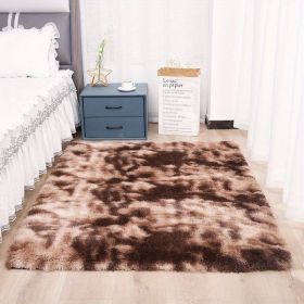 1pc, Plush Silk Fur Rug for Indoor Bedroom and Living Room - Soft and Luxurious Floor Mat (Color: Tie-dye Brown, size: 62.99*78.74inch)