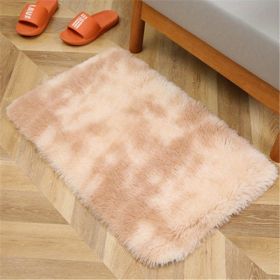 1pc, Plush Silk Fur Rug for Indoor Bedroom and Living Room - Soft and Luxurious Floor Mat (Color: Tie-dye Beige, size: 15.75*23.62inch)