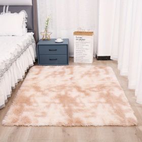 1pc, Plush Silk Fur Rug for Indoor Bedroom and Living Room - Soft and Luxurious Floor Mat (Color: Tie-dye Beige, size: 47.24*62.99inch)