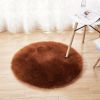 1pc Fluffy Imitation Wool Round Area Rug, Suede Fleece Bottom Long Imitation Wool Rug, Acrylic 80% Polyester 20%, 2.36inch Long Wool, Living Room Bedr