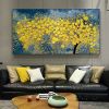 Modern Oil Painting Handmade on Canvas Golden Yellow Rich Tree Flower Plant Canvas Art Painting Canvas Home Living Room Bedroom Luxurious Decoration P