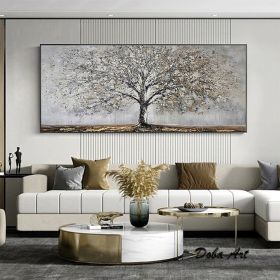 Handmade Oil Painting Canvas Wall Art Decoration Abstract Blooming Texture Tree Painting Abstract Plant Painting Home Living Room Bedroom Luxurious De (Style: 1, size: 150x220cm)