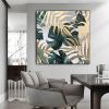 Handmade Oil Painting Gold Foil Oil Painting on Canvas Large Abstract Original Gold Leaf Green Plant Acrylic Oil Painting Modern Luxury Living Room Wa