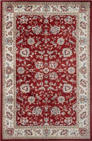 Stylish Classic Pattern Design Traditional Floral Filigree Bordered Area Rug (Color: Red|Ivory, size: 3' X 5')