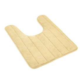 U Shaped Bathroom Rugs Contour Non-slip Toilet Mat Absorbent Cozy Velvet Floor Mat 23.62 x 19.69in (Color: Khaki)