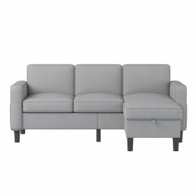 Best Choice Products Upholstered Sectional Sofa for Home, Apartment, Dorm, Bonus Room, Compact Spaces w/Chaise Lounge, 3-Seat, L-Shape Design, Reversi (Color: Light Gray)