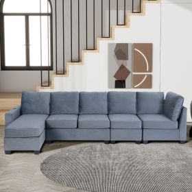 [VIDEO provided] [New] 138*57" Modern L shape Sectional Sofa, 6-seat Velvet Fabric Couch with Convertible Chaise Lounge,Freely Combinable Indoor Furni (Color: as Pic)