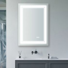 7 Size LED Bathroom Mirror Wall Mounted Vanity Mirror Anti-Fog Mirror Dimmable Lights with Touch Switch(Horizontal/Vertical) (size: 20"*28")