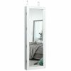 Lockable Wall Mount Mirrored Jewelry Cabinet with LED Lights