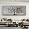 Handmade Oil Painting Canvas Wall Art Decoration Abstract Blooming Texture Tree Painting Abstract Plant Painting Home Living Room Bedroom Luxurious De