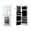 Lockable Wall Mount Mirrored Jewelry Cabinet with LED Lights