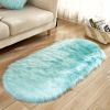 1pc, Oval Plush Rug, Bedside Foot Cushion, Sofa Foot Cushion, Carpet Floor Mat, 23.62*47.24inch, Floor Decor