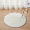 1pc Fluffy Imitation Wool Round Area Rug, Suede Fleece Bottom Long Imitation Wool Rug, Acrylic 80% Polyester 20%, 2.36inch Long Wool, Living Room Bedr