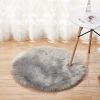 1pc Fluffy Imitation Wool Round Area Rug, Suede Fleece Bottom Long Imitation Wool Rug, Acrylic 80% Polyester 20%, 2.36inch Long Wool, Living Room Bedr