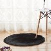 1pc Fluffy Imitation Wool Round Area Rug, Suede Fleece Bottom Long Imitation Wool Rug, Acrylic 80% Polyester 20%, 2.36inch Long Wool, Living Room Bedr