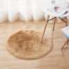 1pc Fluffy Imitation Wool Round Area Rug, Suede Fleece Bottom Long Imitation Wool Rug, Acrylic 80% Polyester 20%, 2.36inch Long Wool, Living Room Bedr