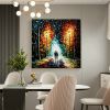 Hand Painted Oil Painting Original Romantic Cityscape Oil Painting On Canvas Large Wall Art Abstract Colorful Forest Painting Custom Tree Painting Bed