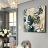 Handmade Oil Painting Gold Foil Oil Painting on Canvas Large Abstract Original Gold Leaf Green Plant Acrylic Oil Painting Modern Luxury Living Room Wa