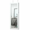 Lockable Wall Mount Mirrored Jewelry Cabinet with LED Lights